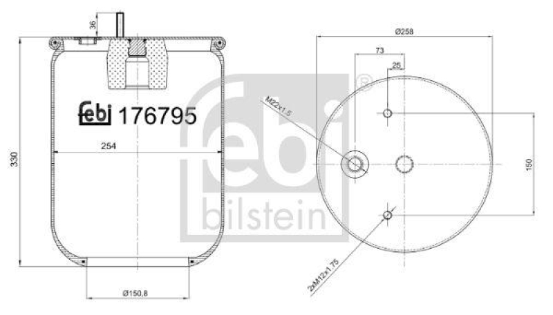 FEBI BILSTEIN 176795 Luftfederbalg ohne Kolben für Solaris