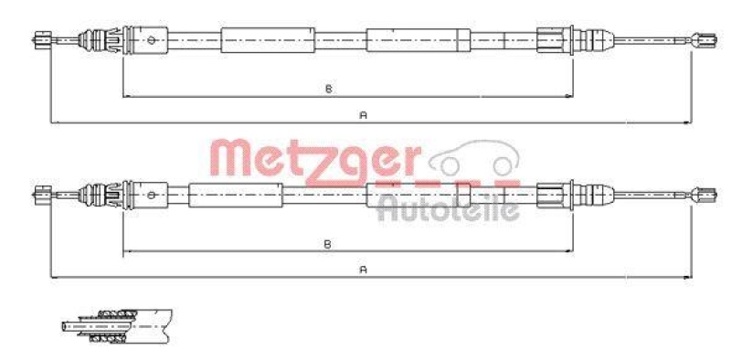 METZGER 11.6771 Seilzug, Feststellbremse für RENAULT hinten links/rechts