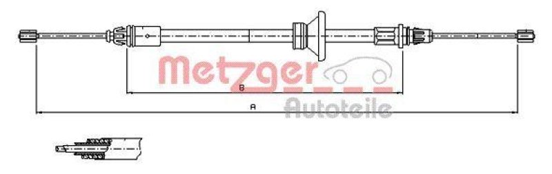 METZGER 11.6801 Seilzug, Feststellbremse für NISSAN/OPEL/RENAULT vorne