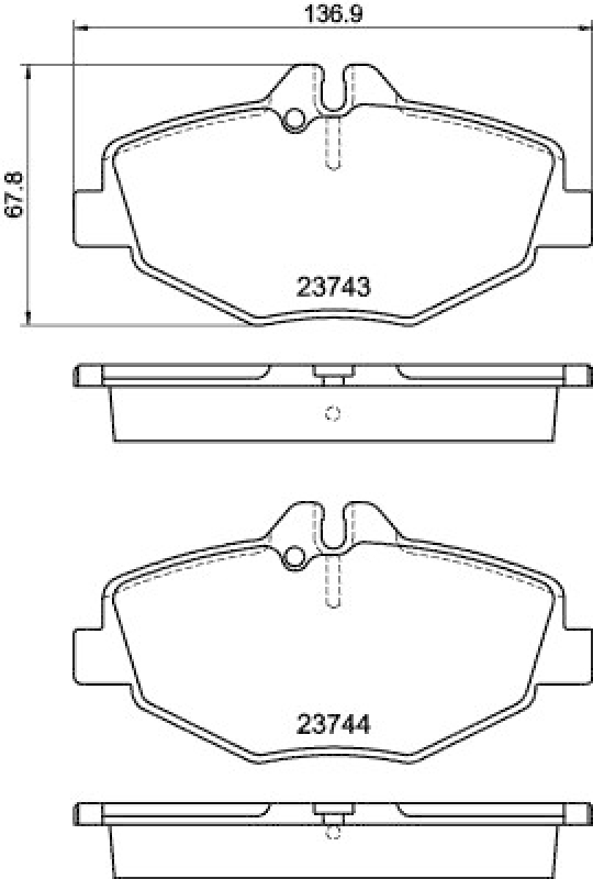 HELLA 8DB 355 018-731 Bremsbelagsatz, Scheibenbremsbelag für MB