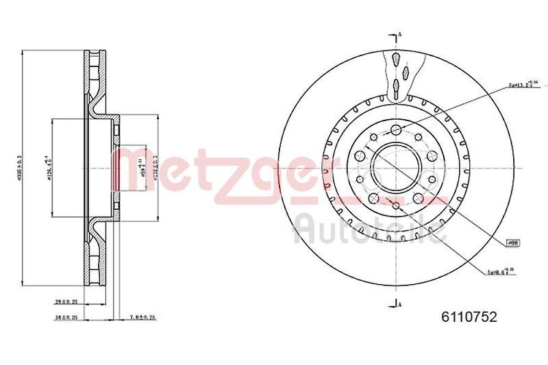 METZGER 6110752 Bremsscheibe Lack/Ks/Hc für FIAT/OPEL VA