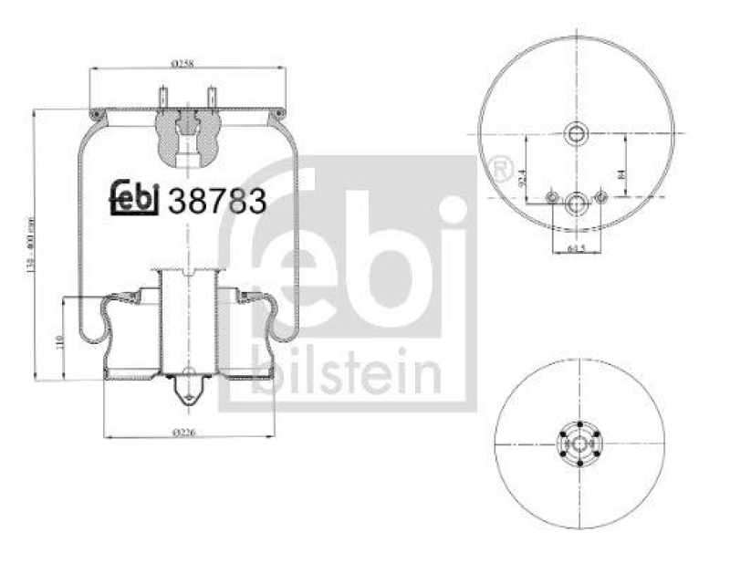 FEBI BILSTEIN 38783 Luftfederbalg mit Stahlkolben für Volvo