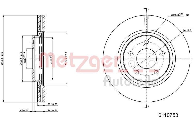 METZGER 6110753 Bremsscheibe Lack/Ks für NISSAN VA