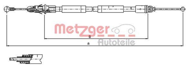 METZGER 11.6804 Seilzug, Feststellbremse für NISSAN/OPEL/RENAULT hinten links