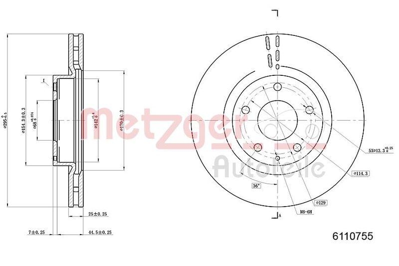 METZGER 6110755 Bremsscheibe Lack/Ks für MAZDA VA