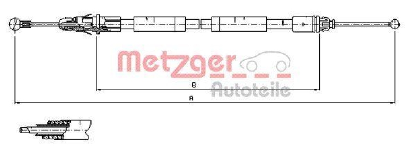 METZGER 11.6805 Seilzug, Feststellbremse für NISSAN/OPEL/RENAULT hinten rechts