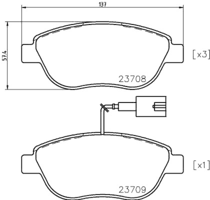 HELLA 8DB 355 018-831 Bremsbelagsatz, Scheibenbremsbelag für FIAT/LANCIA/ABARTH