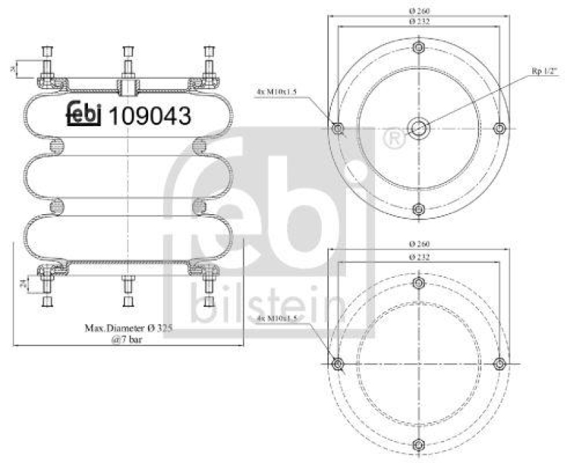 FEBI BILSTEIN 109043 Luftfederbalg für Gigant