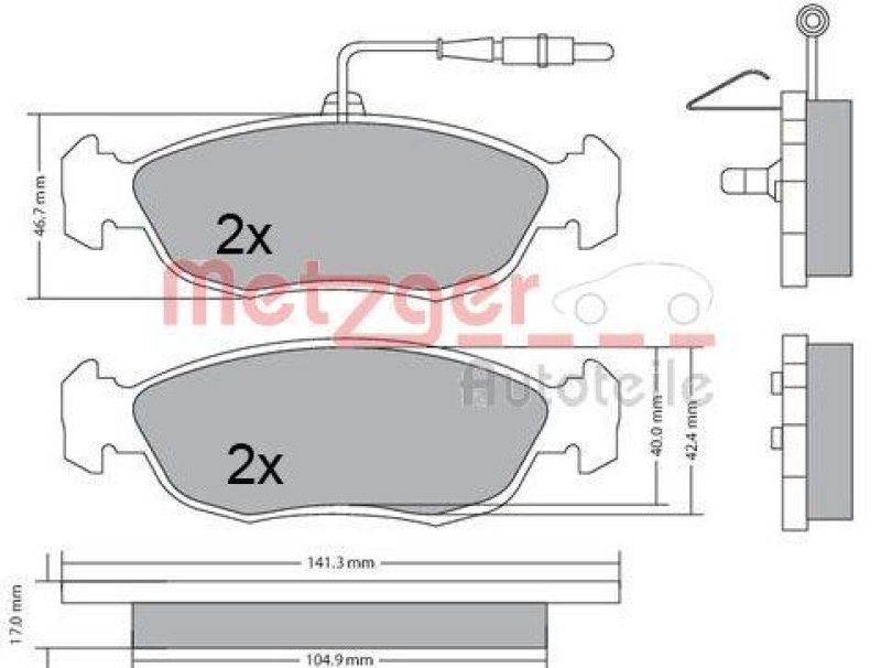 METZGER 1170476 Bremsbelagsatz, Scheibenbremse WVA 21 430