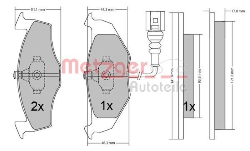 METZGER 1170479 Bremsbelagsatz, Scheibenbremse WVA 21 866