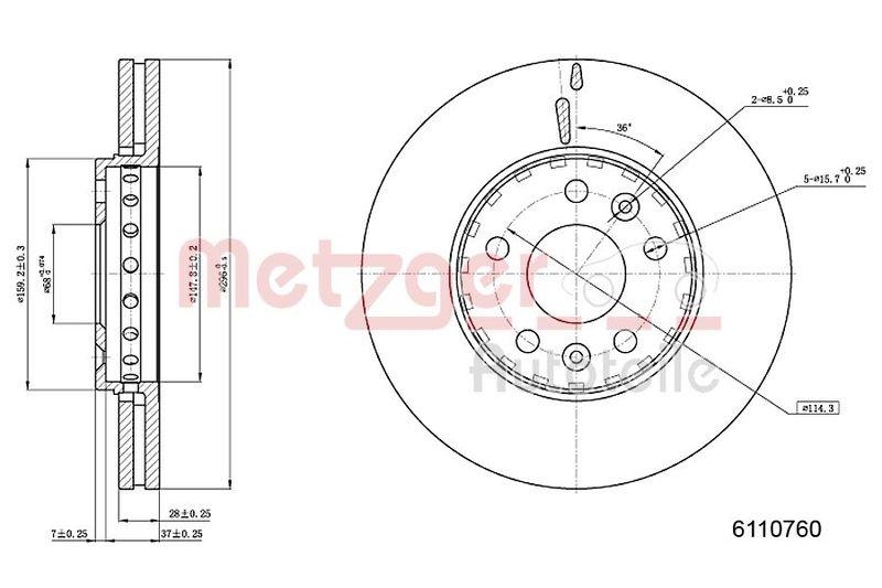 METZGER 6110760 Bremsscheibe Lack/Ks/Ms für OPEL/RENAULT VA