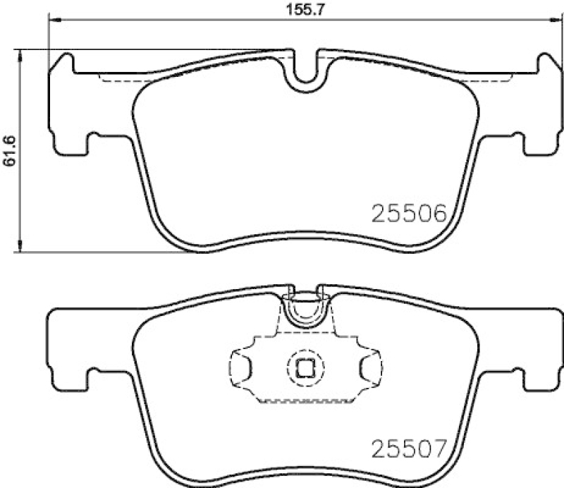 HELLA 8DB 355 019-771 Bremsbelagsatz, Scheibenbremsbelag für BMW