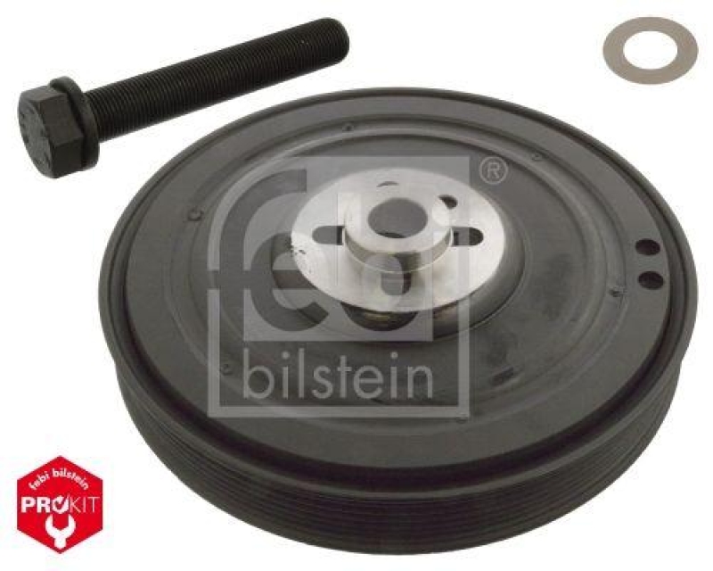 FEBI BILSTEIN 106526 Riemenscheibensatz (entkoppelt) für Kurbelwelle, mit Schraube und Scheibe für VW-Audi