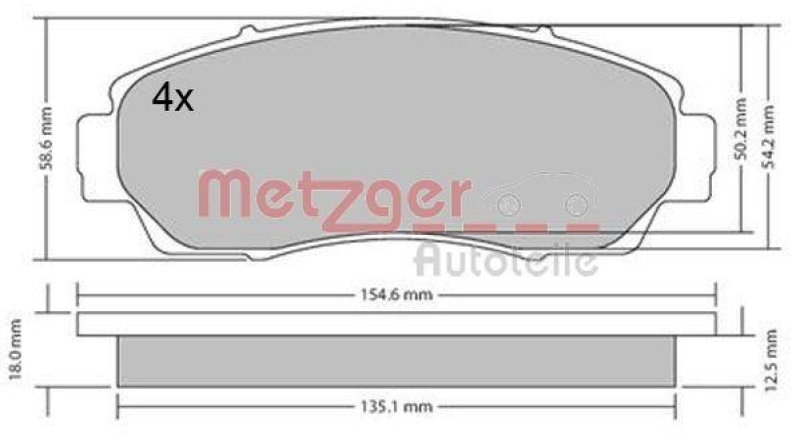 METZGER 1170482 Bremsbelagsatz, Scheibenbremse WVA 24 638