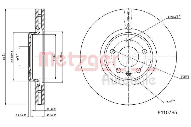 METZGER 6110765 Bremsscheibe Lack/Ks/Ms/Hc für AUDI VA