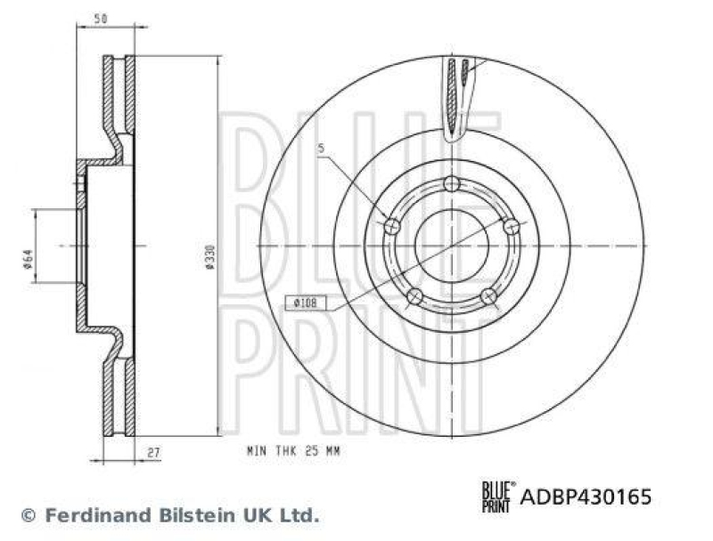 BLUE PRINT ADBP430165 Bremsscheibe f&uuml;r Ford Pkw