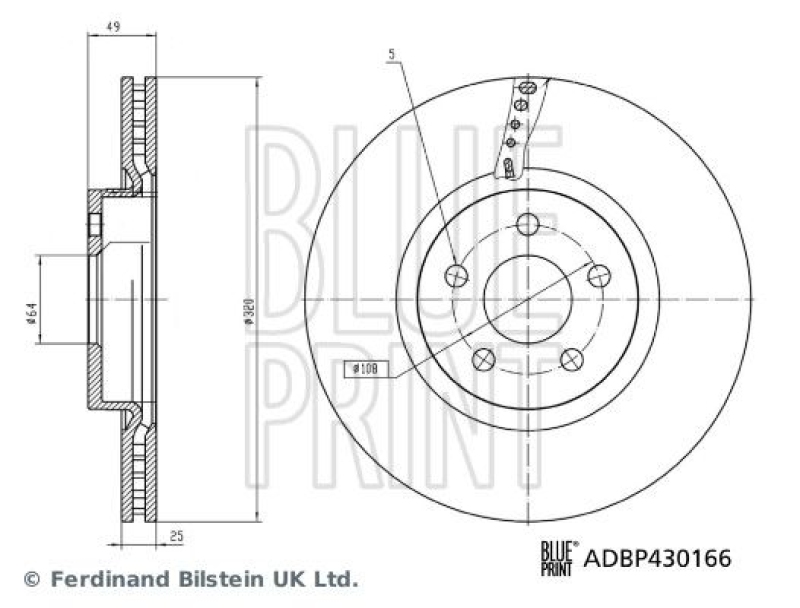 BLUE PRINT ADBP430166 Bremsscheibe für Ford Pkw