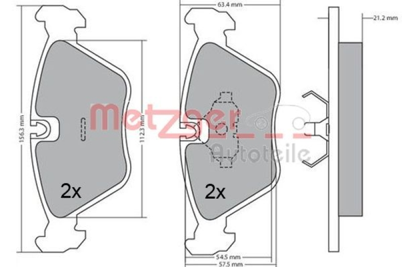 METZGER 1170489 Bremsbelagsatz, Scheibenbremse WVA 20 968