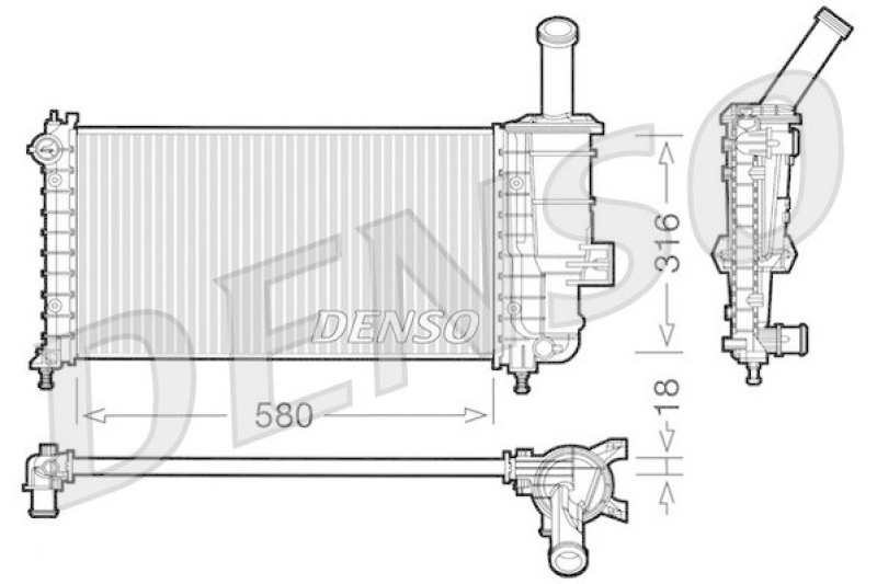 DENSO DRM09100 Kühler FIAT PUNTO (188) 1.2 60 (188.030, .050, .130, .150, .230, .250) (1999 - )