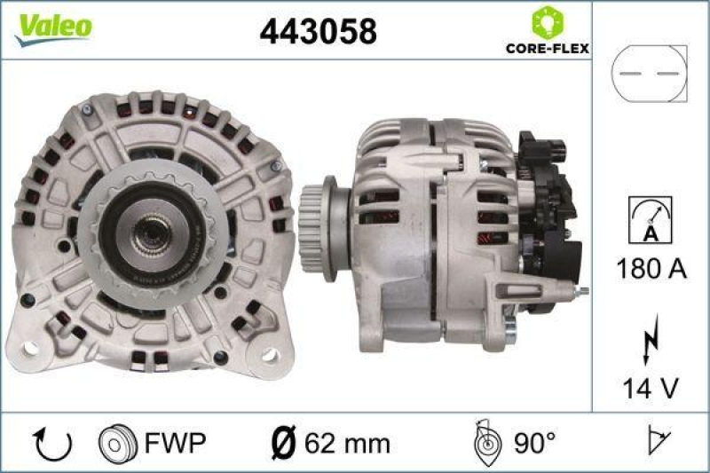 VALEO 443058 Generator - CORE-FLEX - Touareg, Ca