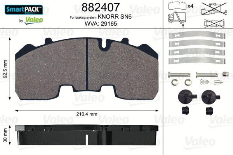 VALEO 882407 Bremsbelagsatz SmartPACK