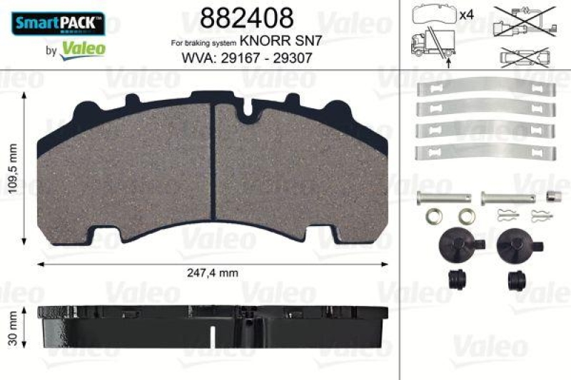 VALEO 882408 Bremsbelagsatz SmartPACK