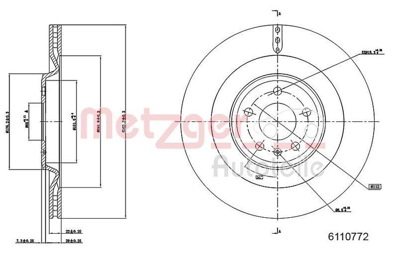 METZGER 6110772 Bremsscheibe Lack/Ks/Hc für AUDI HA