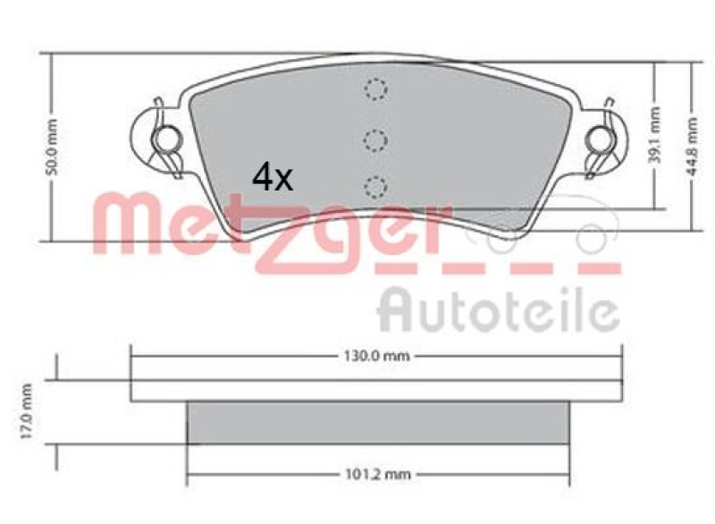 METZGER 1170499 Bremsbelagsatz, Scheibenbremse WVA 23 396