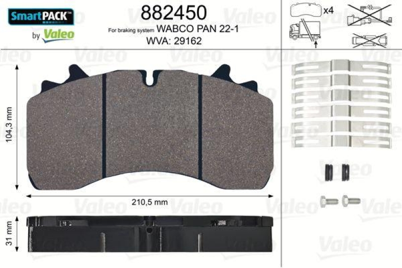 VALEO 882450 Bremsbelagsatz SmartPACK