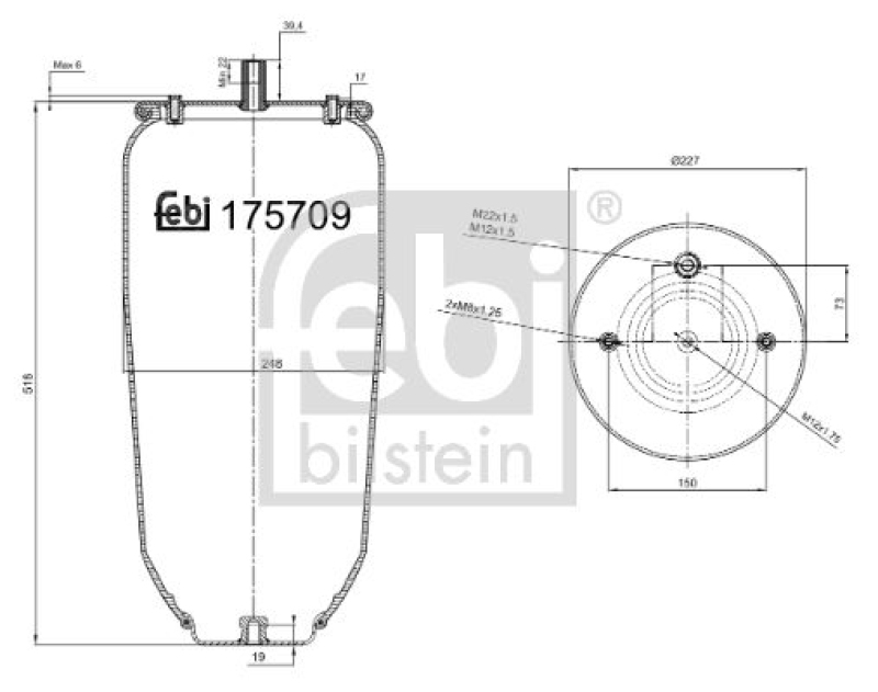 FEBI BILSTEIN 175709 Luftfederbalg ohne Kolben für Schmitz Cargobull