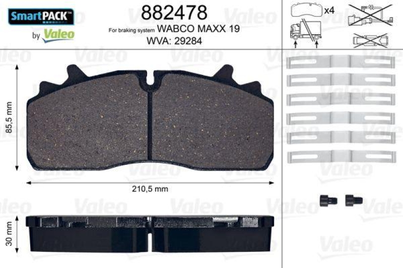 VALEO 882478 Bremsbelagsatz SmartPACK