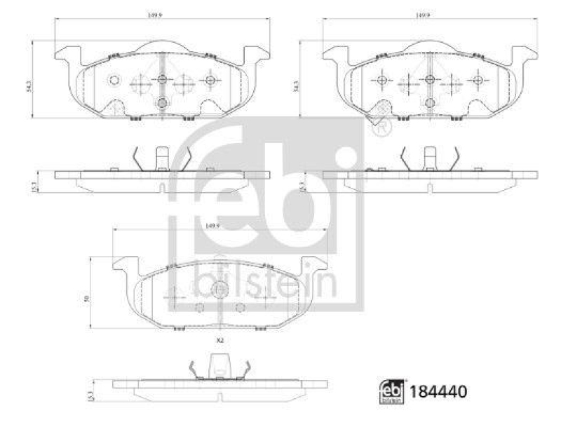 FEBI BILSTEIN 184440 Bremsbelagsatz für MG