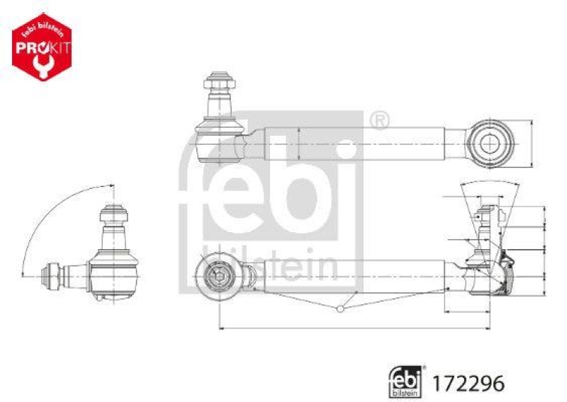 FEBI BILSTEIN 172296 Verbindungsstange mit Sicherungsmuttern für EVOBUS