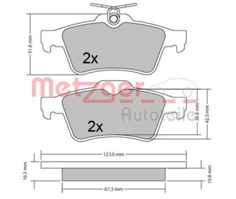 METZGER 1170503 Bremsbelagsatz, Scheibenbremse WVA 23 482