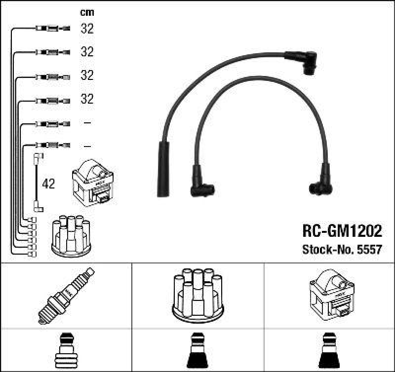 NGK 5557 Zündleitungssatz RC-GM1202 |Zündkabel