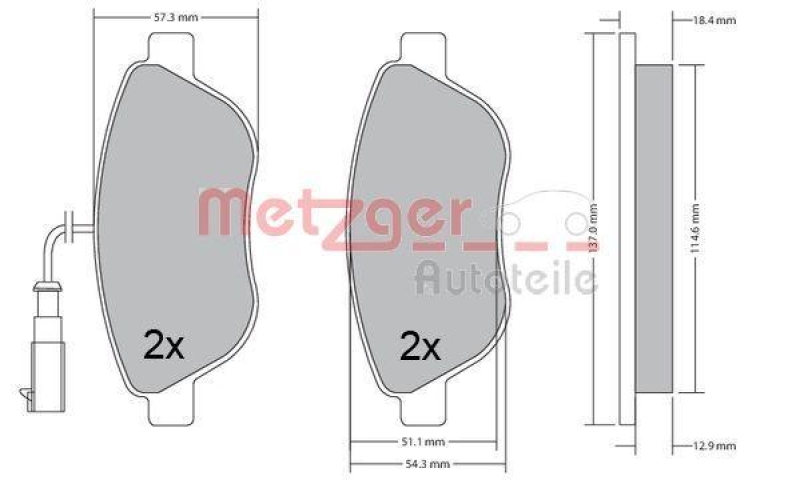 METZGER 1170504 Bremsbelagsatz, Scheibenbremse WVA 23 709