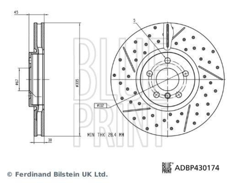 BLUE PRINT ADBP430174 Bremsscheibe für Mini