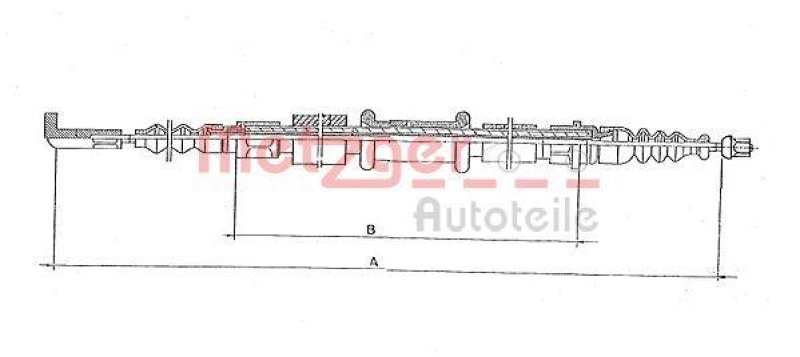 METZGER 251.25 Seilzug, Feststellbremse für ALFA/FIAT/LANCIA hinten rechts