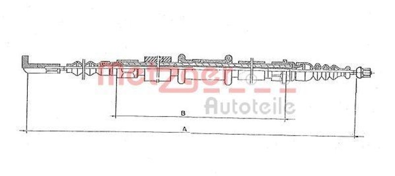 METZGER 251.25 Seilzug, Feststellbremse f&uuml;r ALFA/FIAT/LANCIA hinten rechts