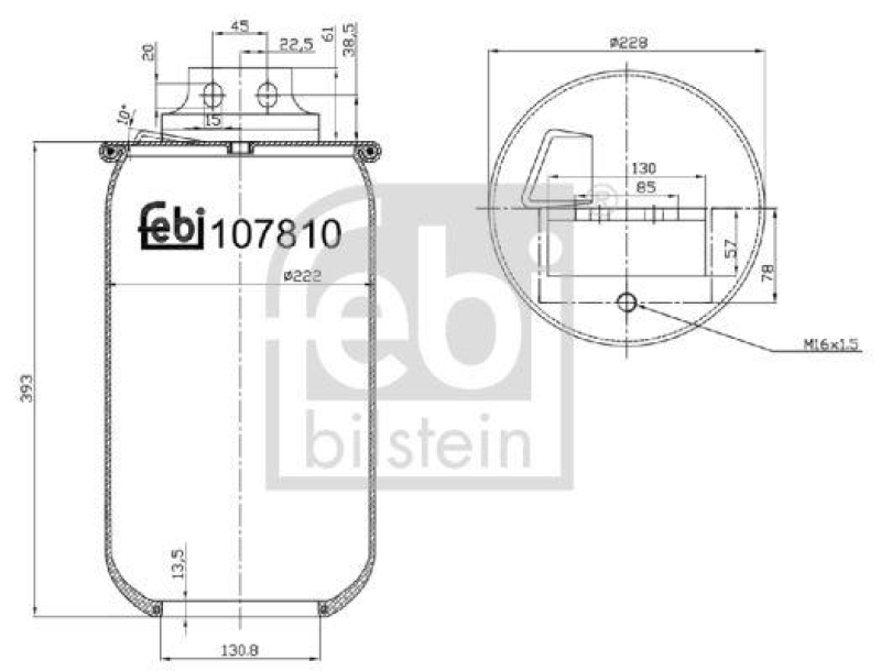 FEBI BILSTEIN 107810 Luftfederbalg ohne Kolben für Iveco