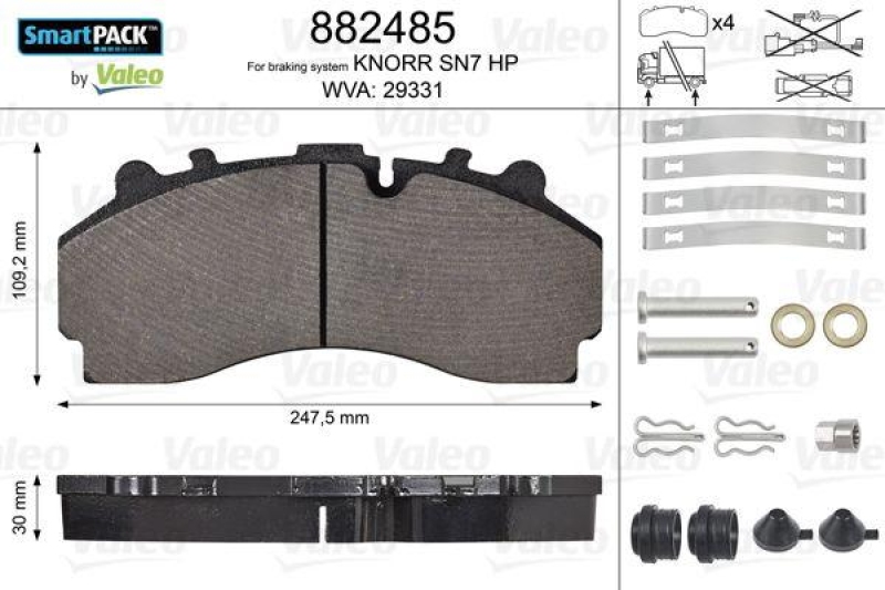 VALEO 882485 Bremsbelagsatz SmartPACK