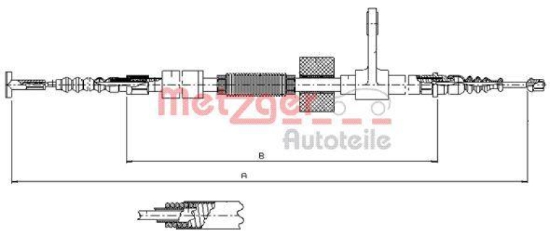 METZGER 251.32 Seilzug, Feststellbremse für ALFA hinten links