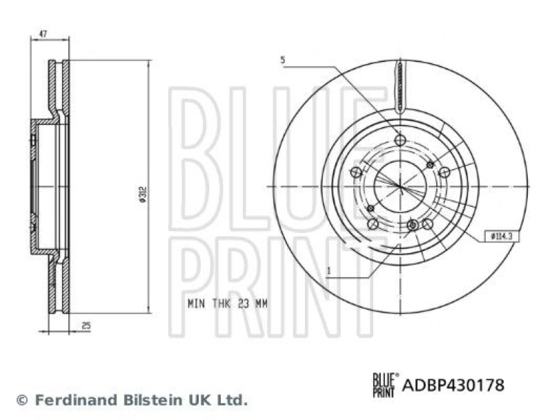 BLUE PRINT ADBP430178 Bremsscheibe f&uuml;r HONDA