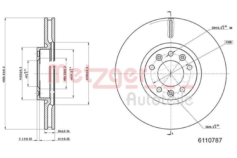 METZGER 6110787 Bremsscheibe Lack/Ks/Ms für CITROEN/PEUGEOT VA