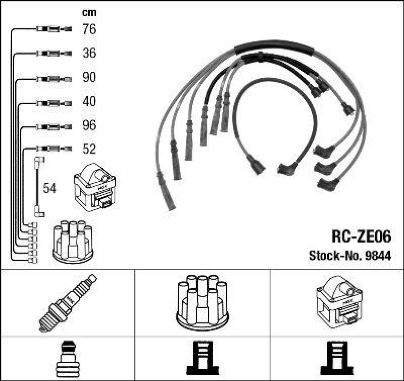 NGK 9844 Zündleitungssatz RC-ZE06 |Zündkabel