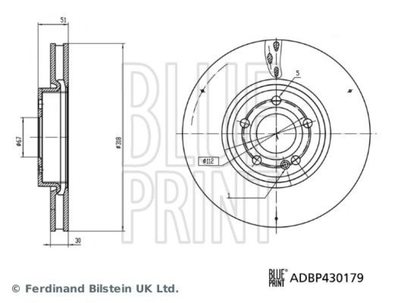 BLUE PRINT ADBP430179 Bremsscheibe f&uuml;r Mercedes-Benz PKW