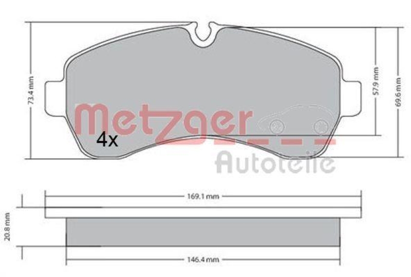 METZGER 1170521 Bremsbelagsatz, Scheibenbremse WVA 29 200