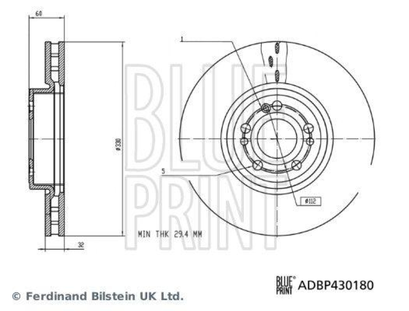 BLUE PRINT ADBP430180 Bremsscheibe f&uuml;r Mercedes-Benz PKW