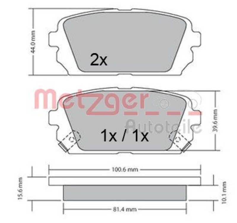 METZGER 1170522 Bremsbelagsatz, Scheibenbremse WVA 24 492