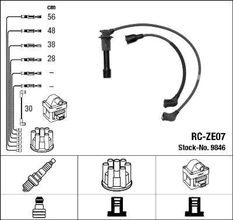 NGK 9846 Zündleitungssatz RC-ZE07 |Zündkabel